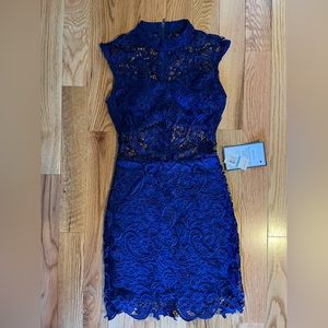 B.DARLIN Crochet Cutout Mini Dress Blue Size 5/6